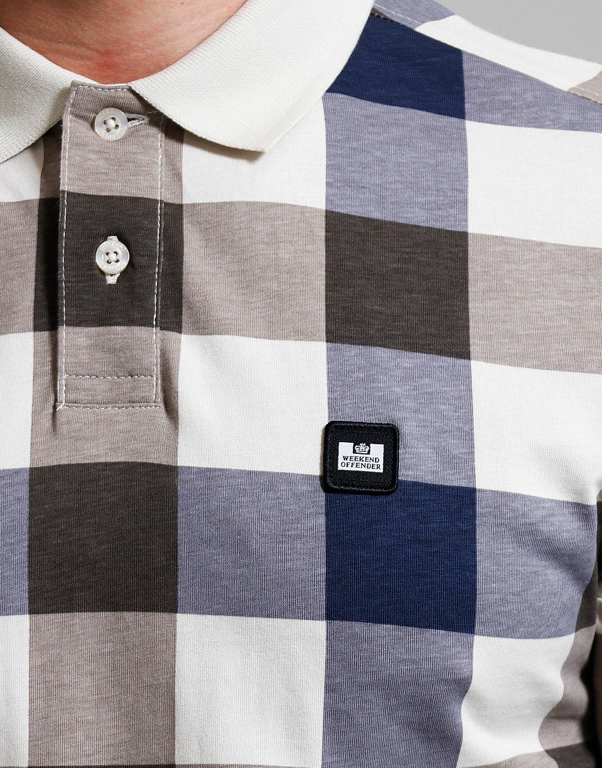 Weekend Offender Camerero Long Sleeve Polo Shirt Large Check