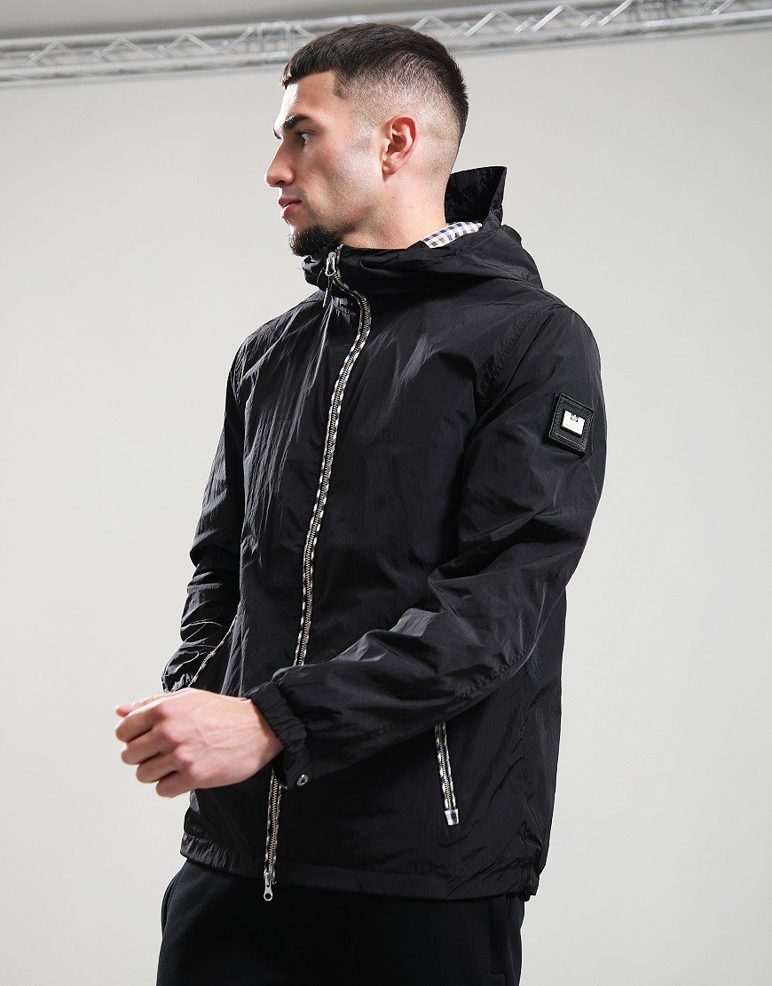 Weekend Offender Campania Check Windbreaker Jacket Black