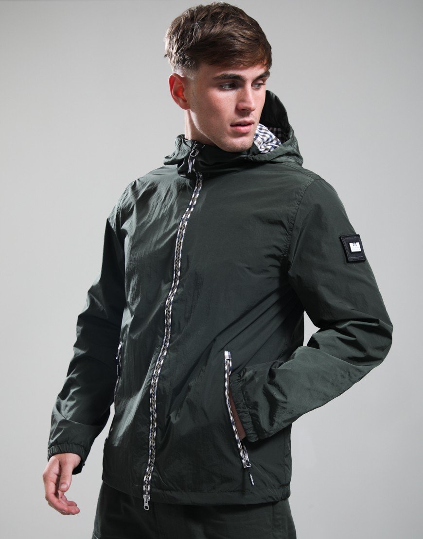 Weekend Offender Campania Windbreaker Jacket Black Forest Green