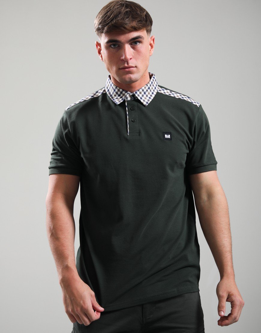 Weekend Offender Costa Polo Shirt Black Forest Green