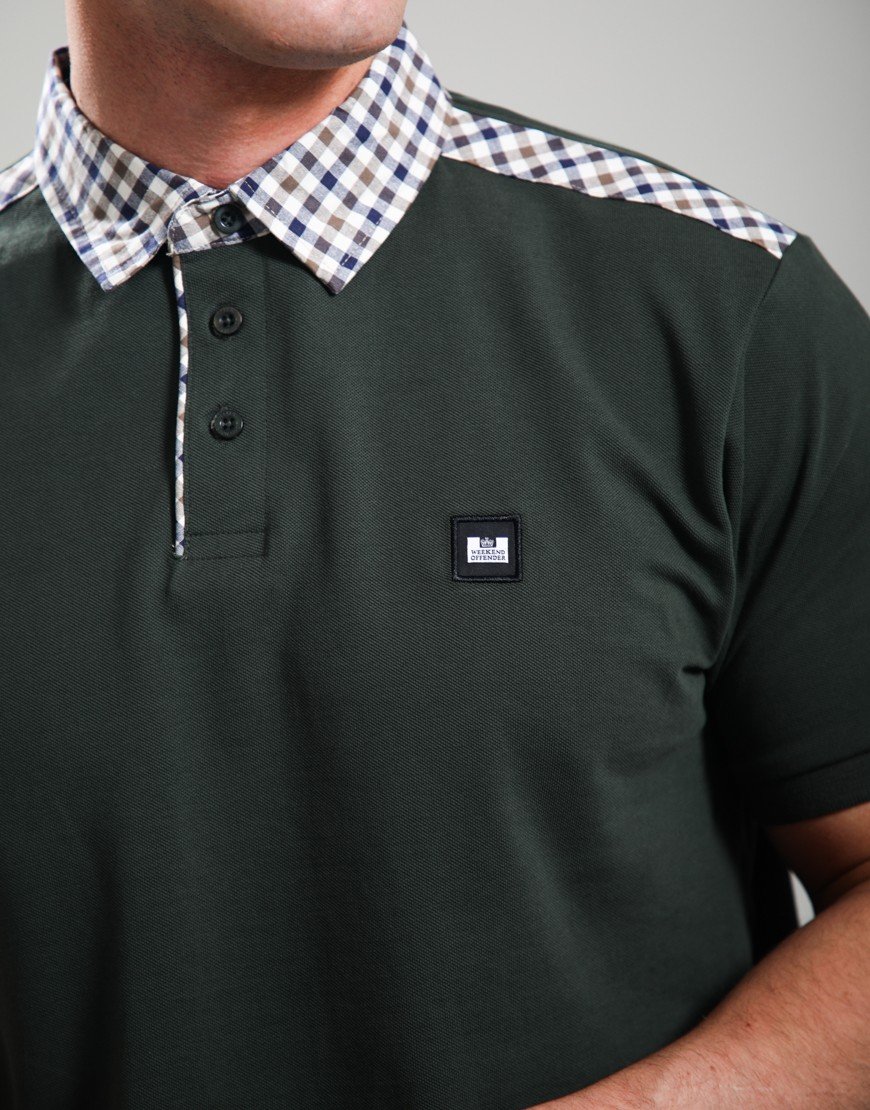 Weekend Offender Costa Polo Shirt Black Forest Green