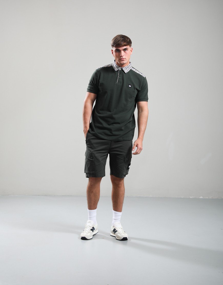 Weekend Offender Costa Polo Shirt Black Forest Green
