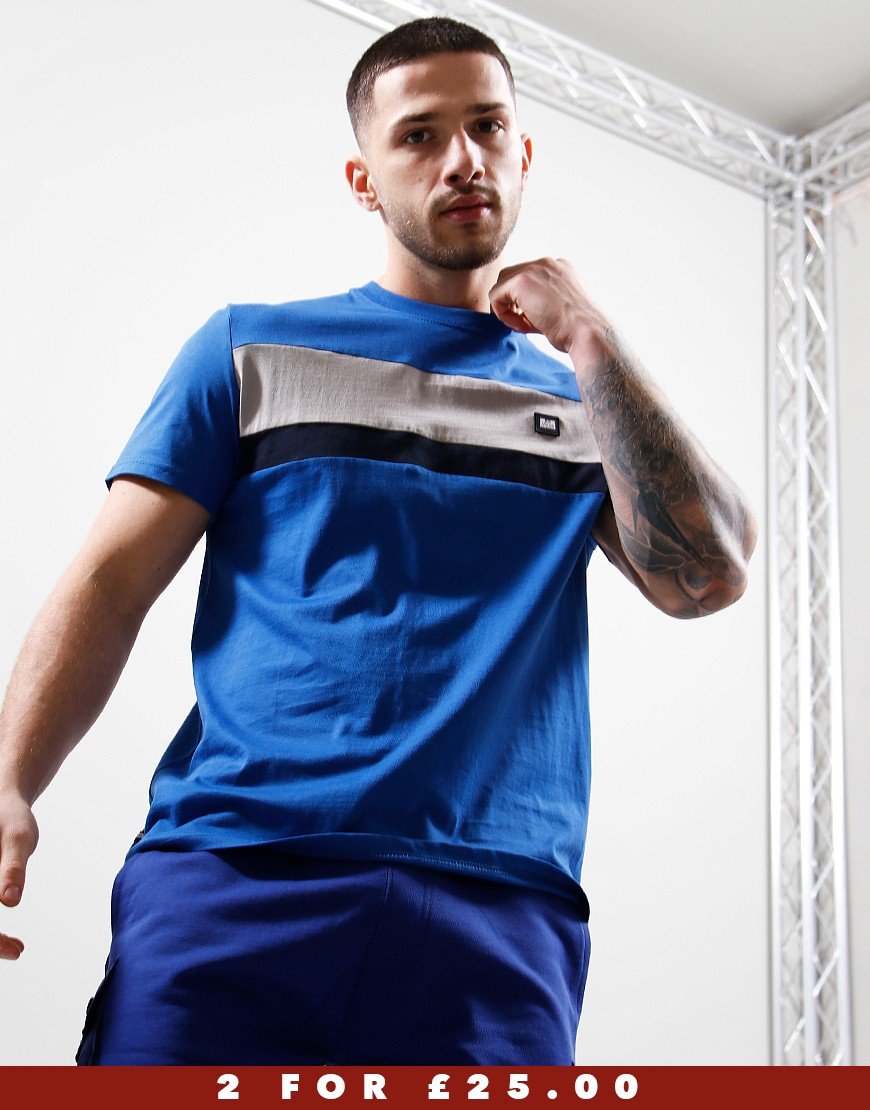 Weekend Offender Crossword T Shirt Cobalt/Light Grey/Navy Terraces