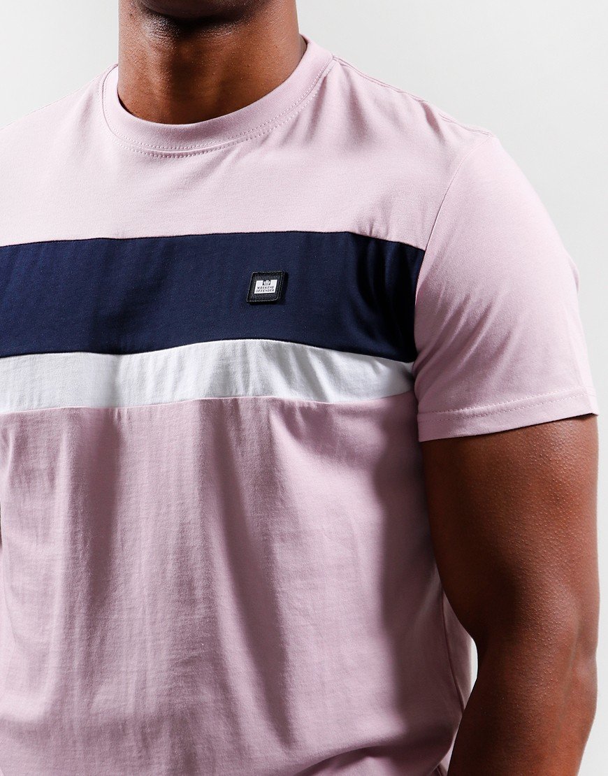 Weekend Offender Crossword T Shirt Vintage Rose/Navy/White Terraces