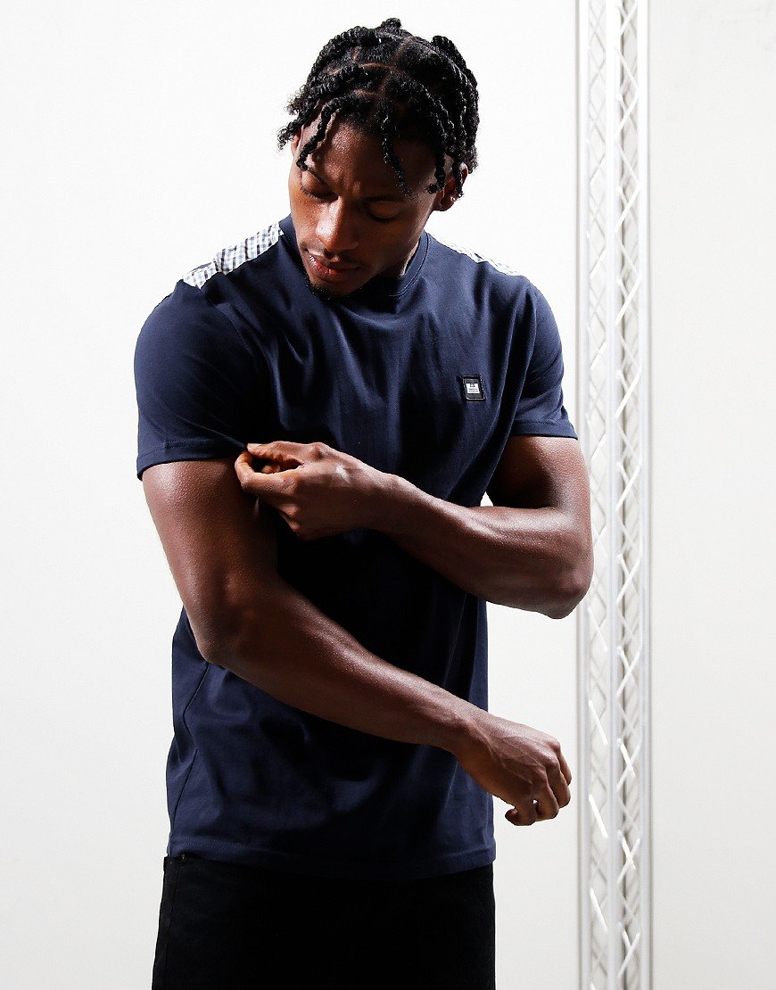 Weekend Offender Diaz T-Shirt Navy/Blue Check