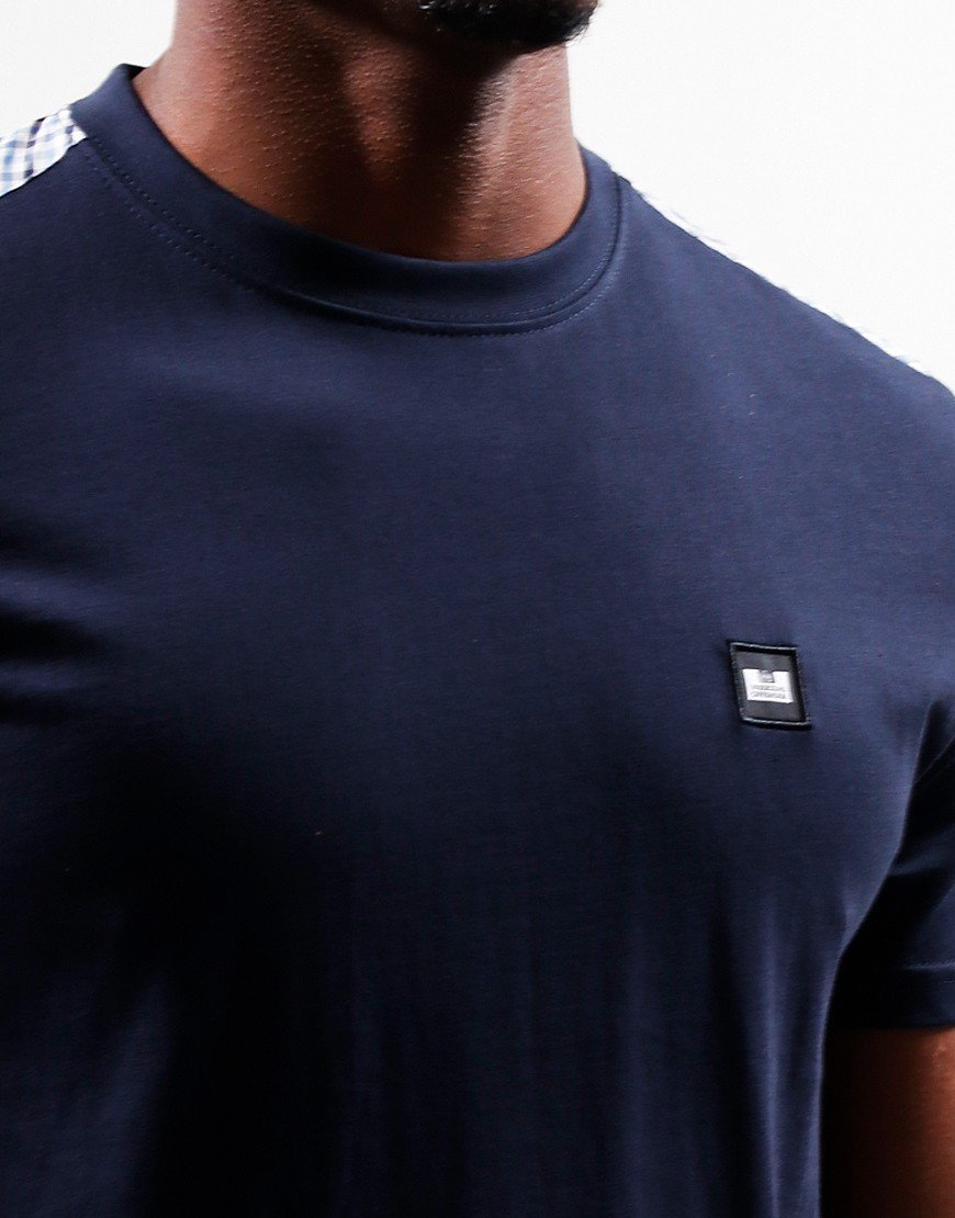 Weekend Offender Diaz T-Shirt Navy/Blue Check