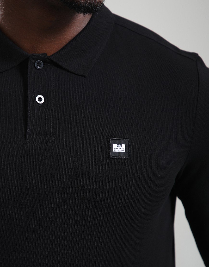 Weekend Offender Dice Long Sleeve Polo Shirt Black