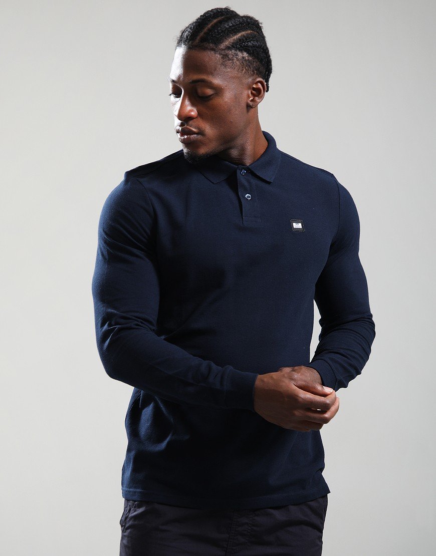Weekend Offender Dice Long Sleeve Polo Shirt Navy