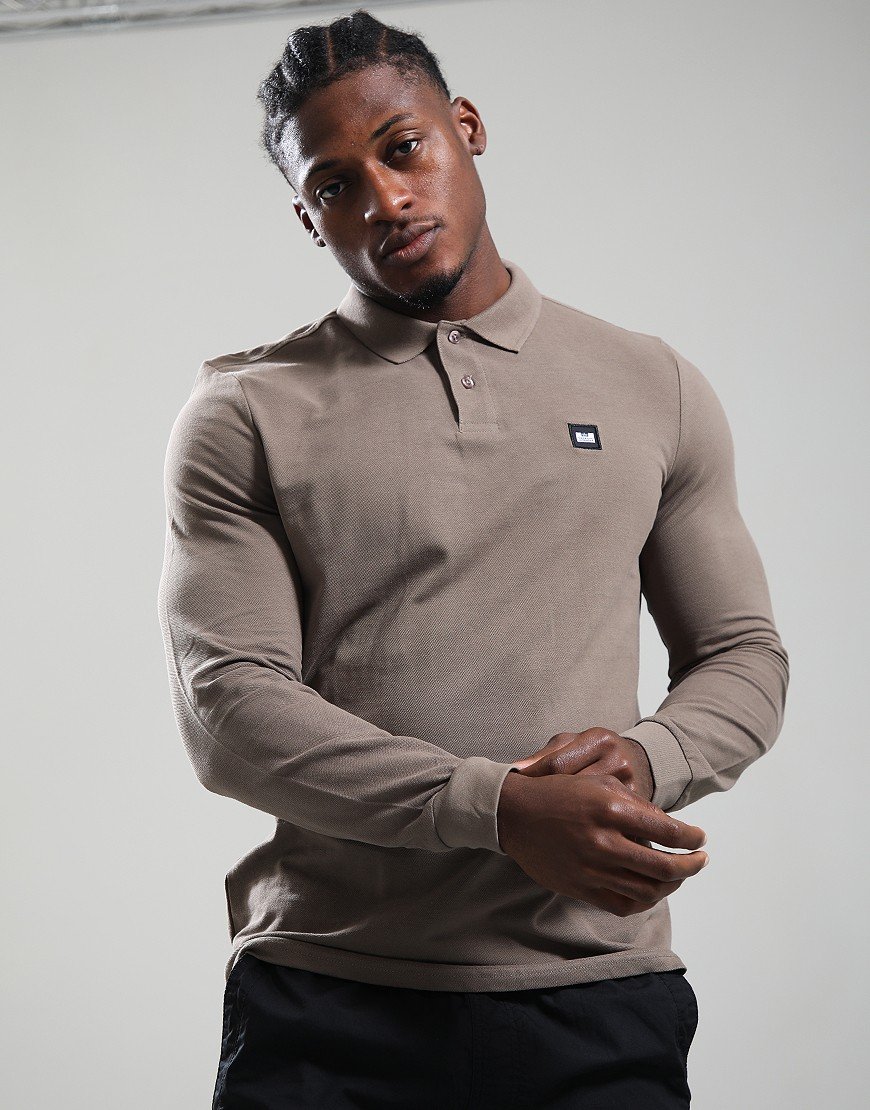 Weekend Offender Dice Long Sleeve Polo Shirt Tobacco