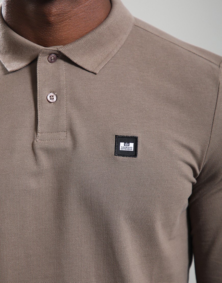 Weekend Offender Dice Long Sleeve Polo Shirt Tobacco