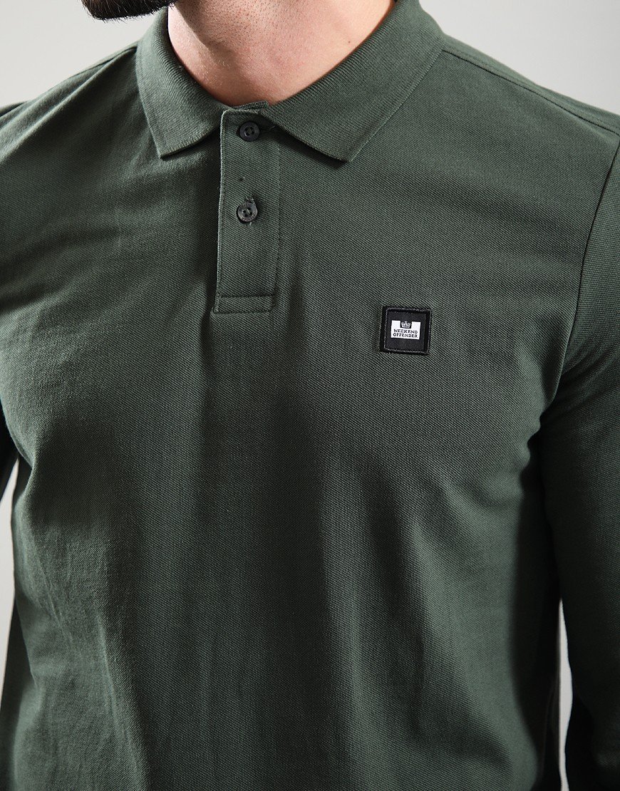 Weekend Offender Dice Long Sleeve Polo Shirt Black Forest