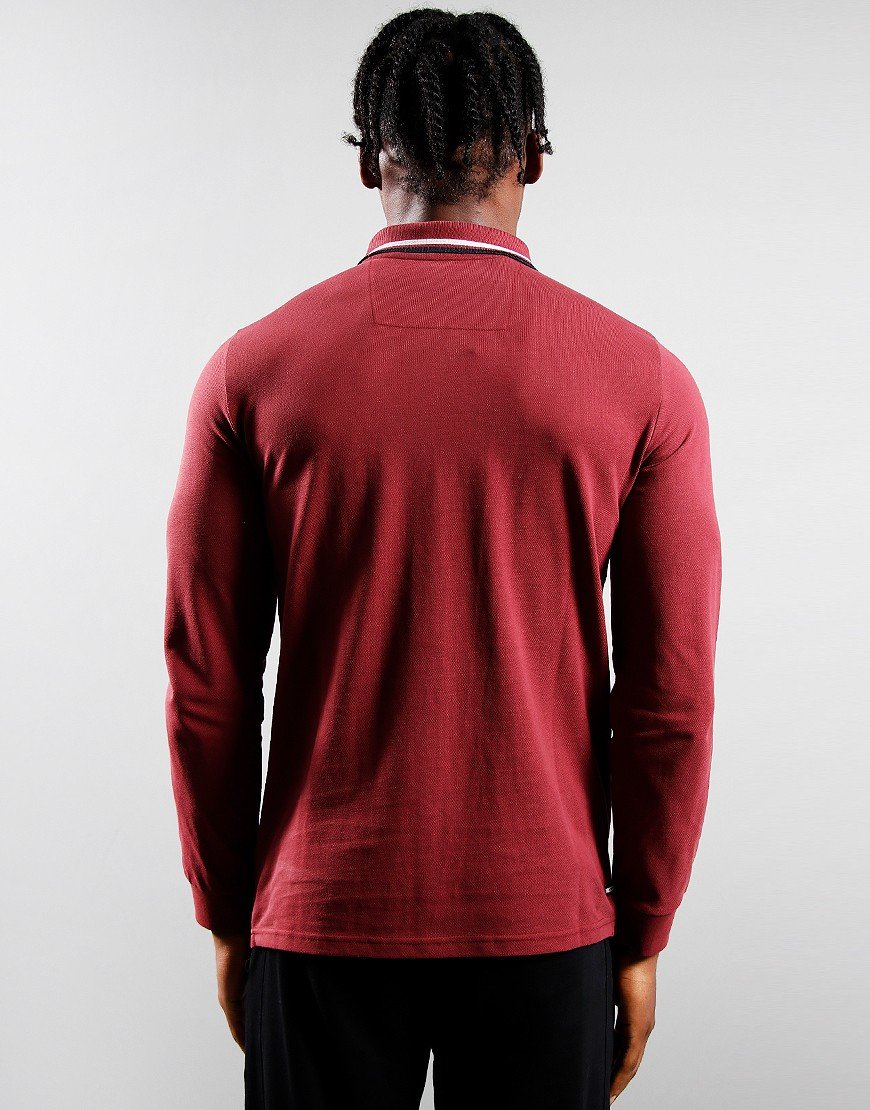 Weekend Offender Drills Long Sleeve Polo Shirt Deep Wine/White/Navy