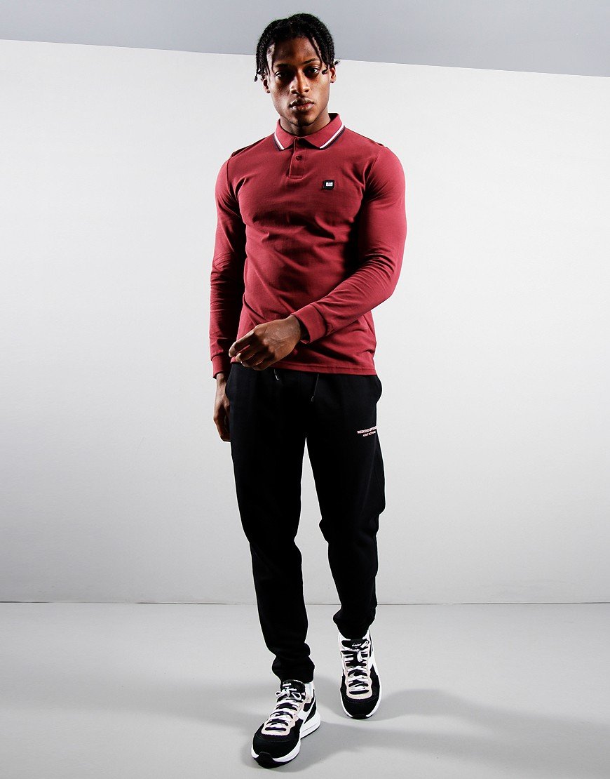 Weekend Offender Drills Long Sleeve Polo Shirt Deep Wine/White/Navy