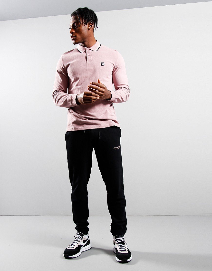 Weekend Offender Drills Long Sleeve Polo Shirt Sand Rose/White/Black