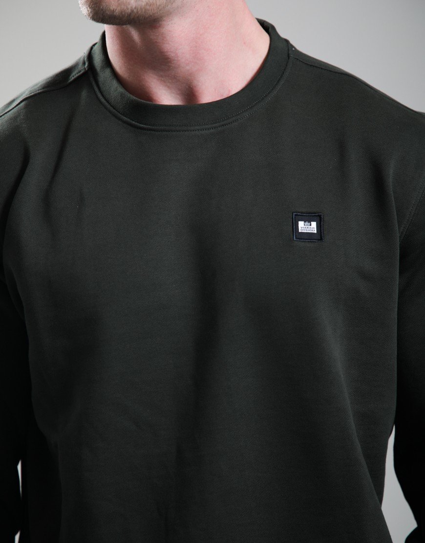 Weekend Offender Ferrer Crew Sweat Black Forest Green