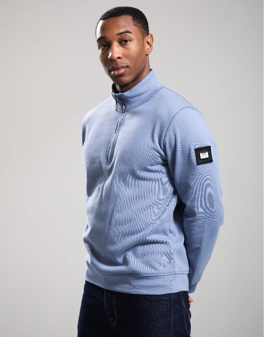 Weekend Offender Kraviz Quarter Zip Sweat Blue Shadow