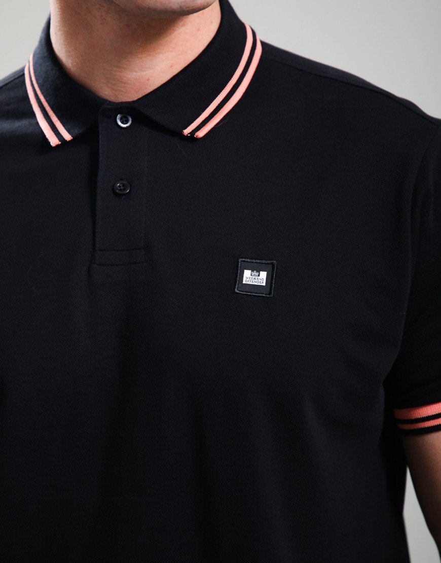 Weekend Offender Levanto Polo Shirt Black/Coral
