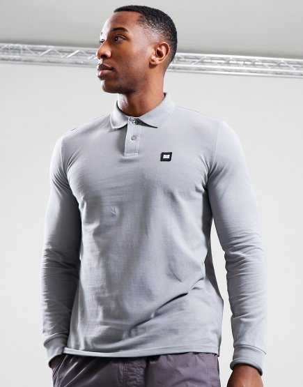 Weekend Offender Long Sleeve Polo Shirt Barnum Mid Grey