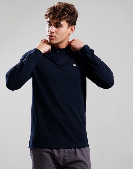 Weekend Offender Barnum Long Sleeve Polo Shirt Navy