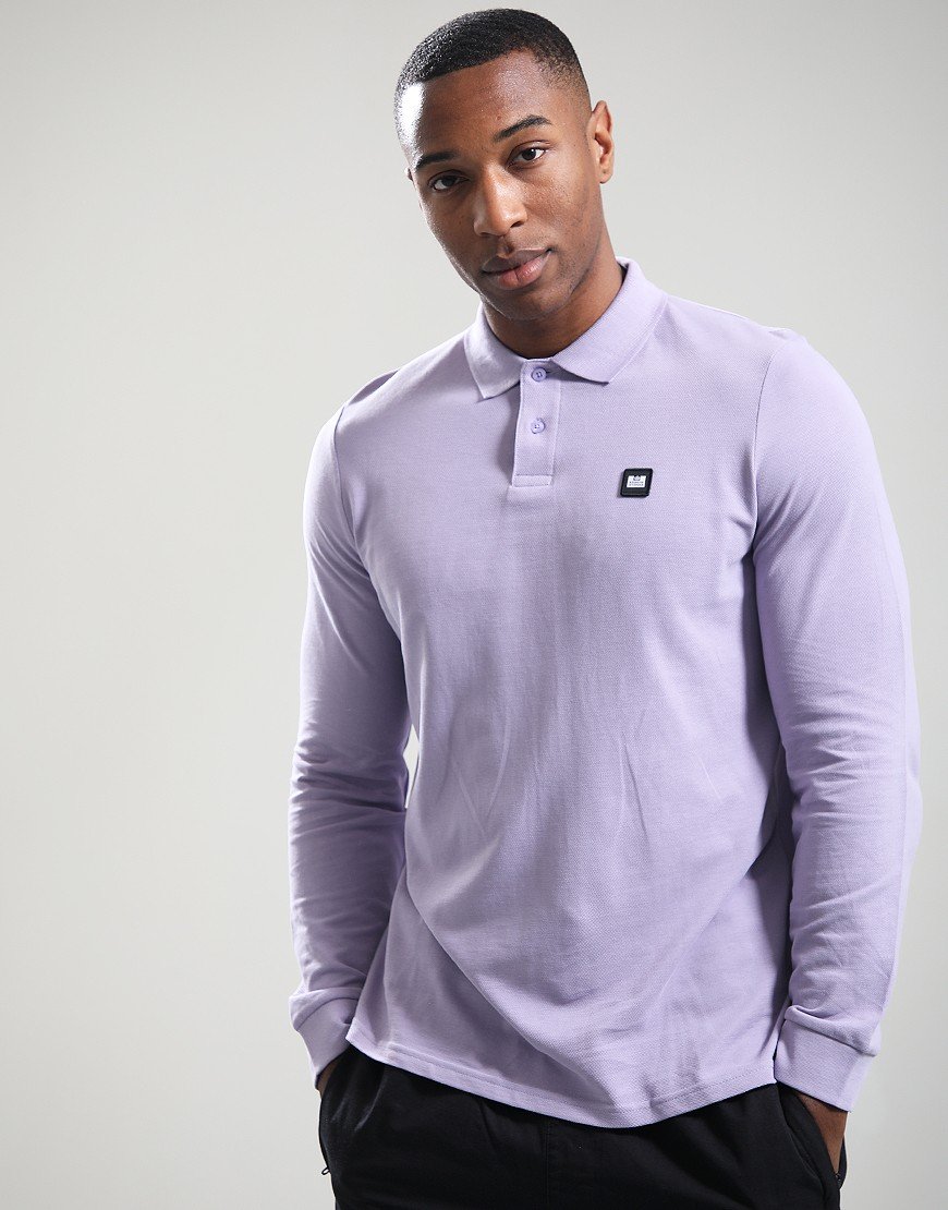 Weekend Offender Barnum Long Sleeve Polo Shirt Steel Lilac