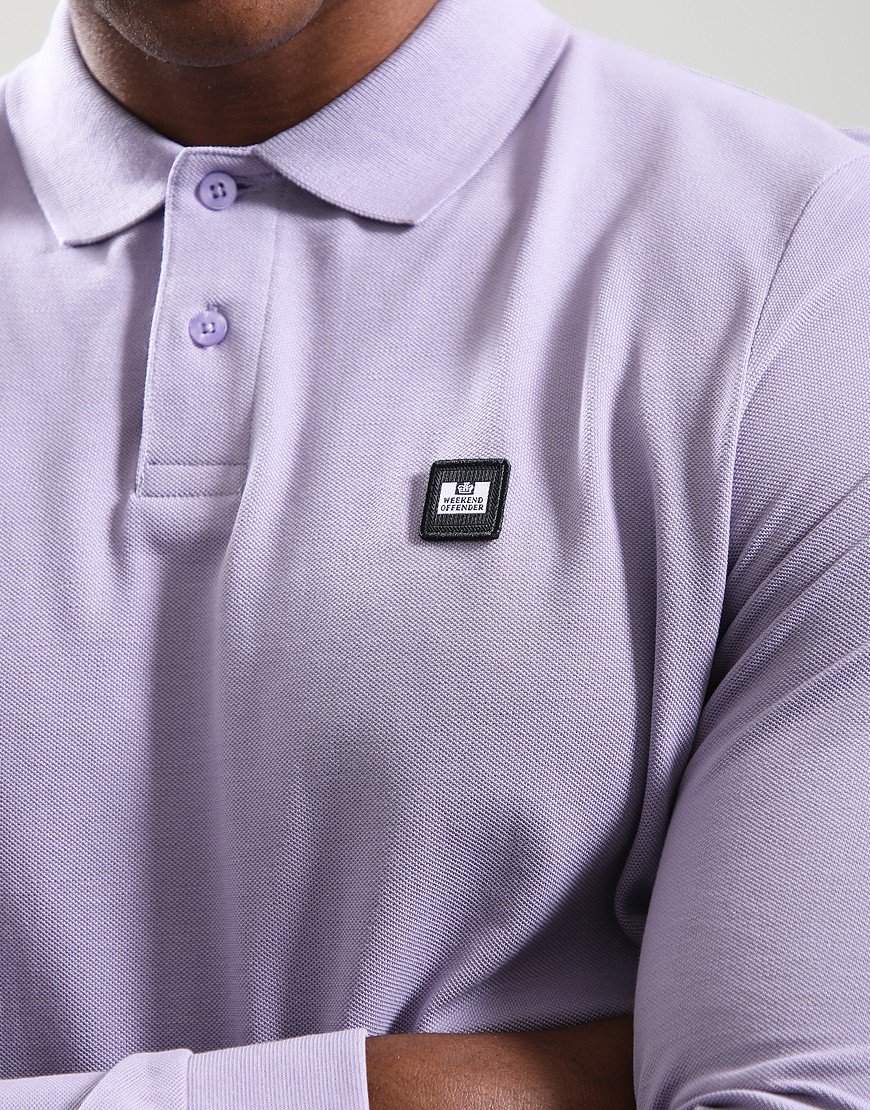 Weekend Offender Barnum Long Sleeve Polo Shirt Steel Lilac