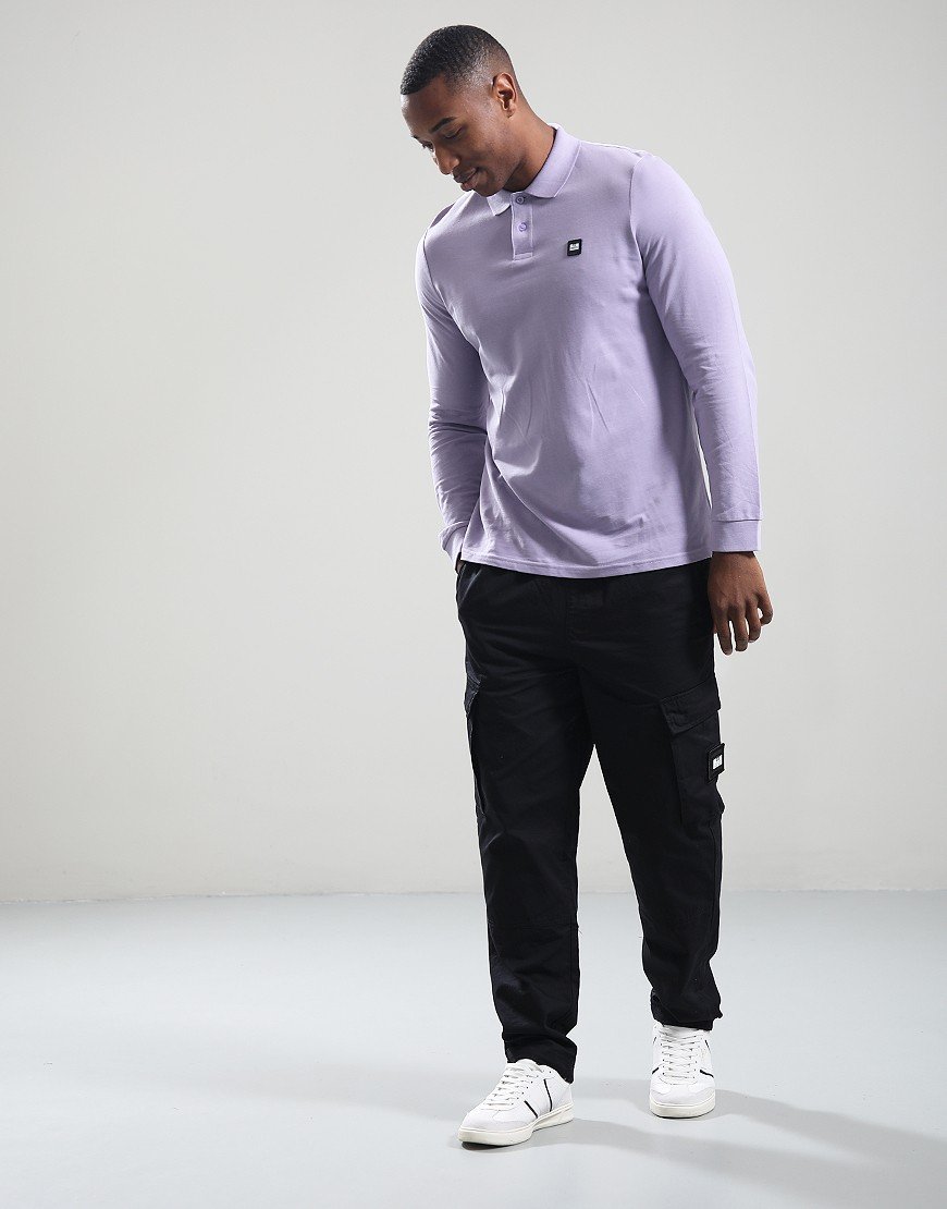 Weekend Offender Barnum Long Sleeve Polo Shirt Steel Lilac