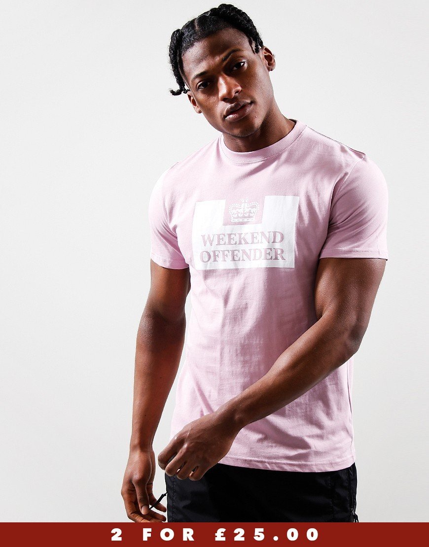 Weekend Offender McMoney T Shirt Vintage Rose White Terraces Menswear weekend-offender-mcmoney-t-shirt-vintage-rose-white-terraces-menswear