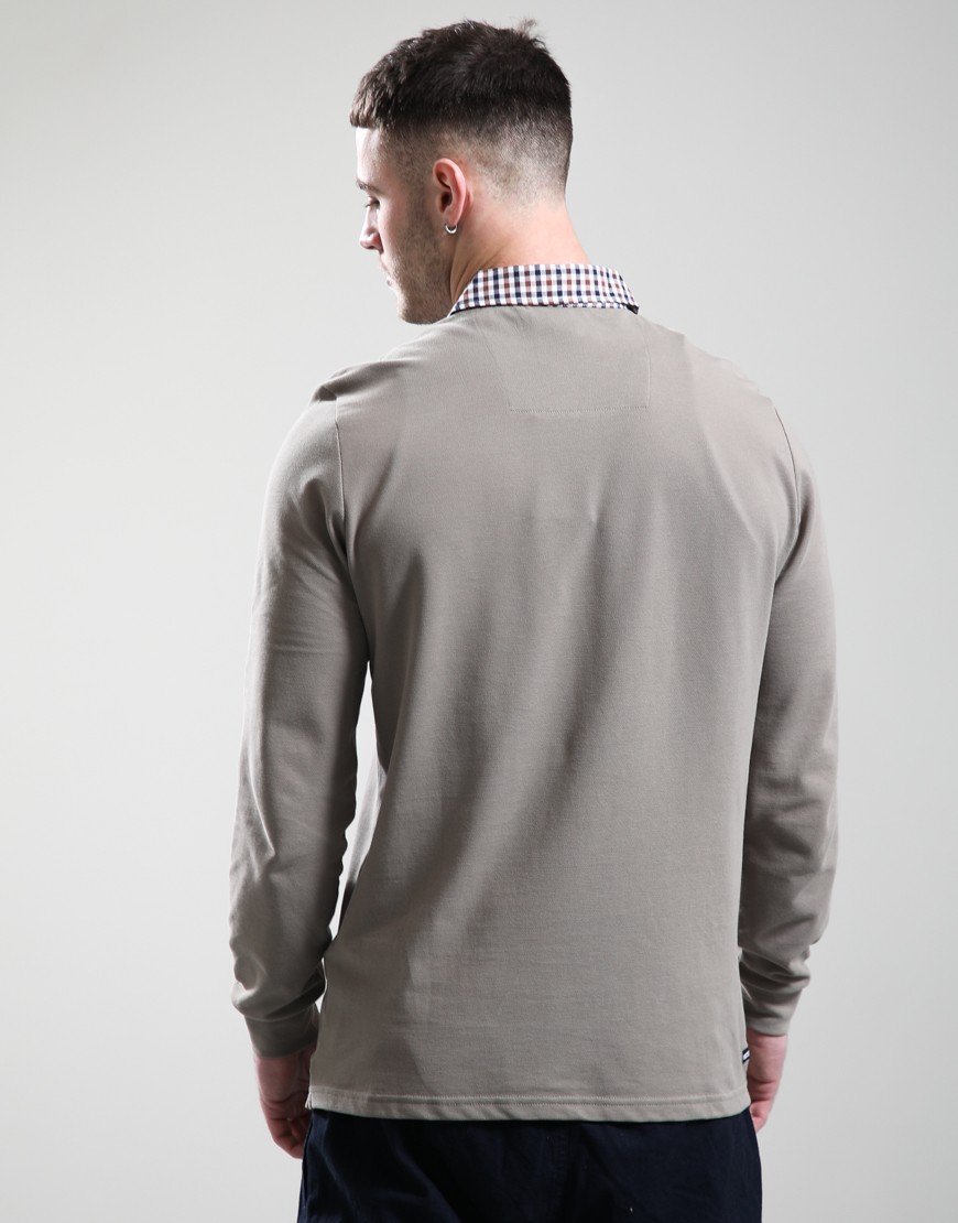 Weekend Offender Nicks Long Sleeve Polo Shirt Dark Stone
