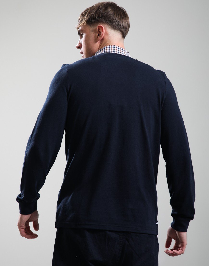 Weekend Offender Nicks Long Sleeve Polo Shirt Navy