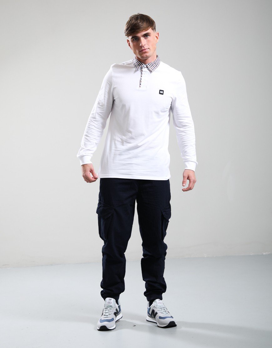 Weekend Offender Nicks Long Sleeve Polo Shirt White
