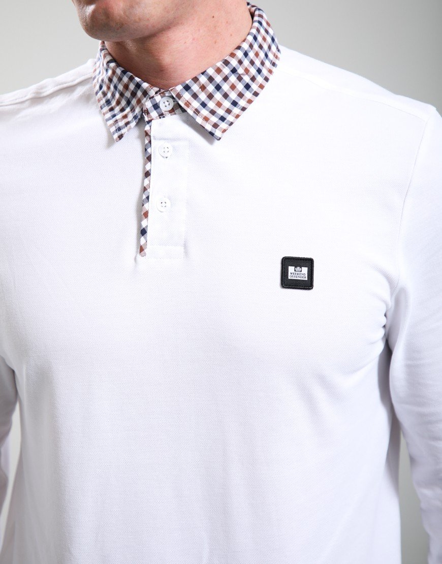 Weekend Offender Nicks Long Sleeve Polo Shirt White