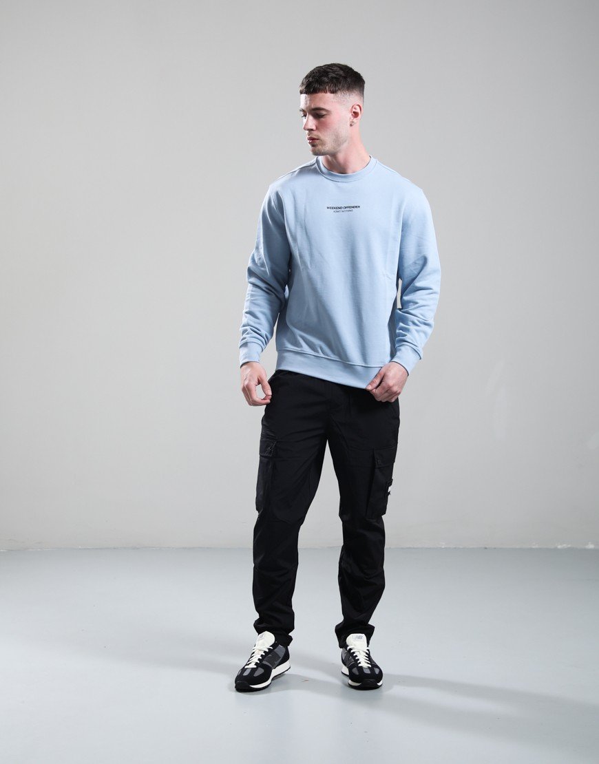 Weekend Offender Raval Crew Sweat Blue Tourmaline/Black