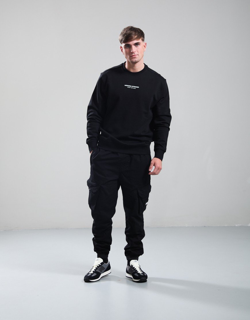 Weekend Offender Raval Crew Sweat Black/Amazonite Green