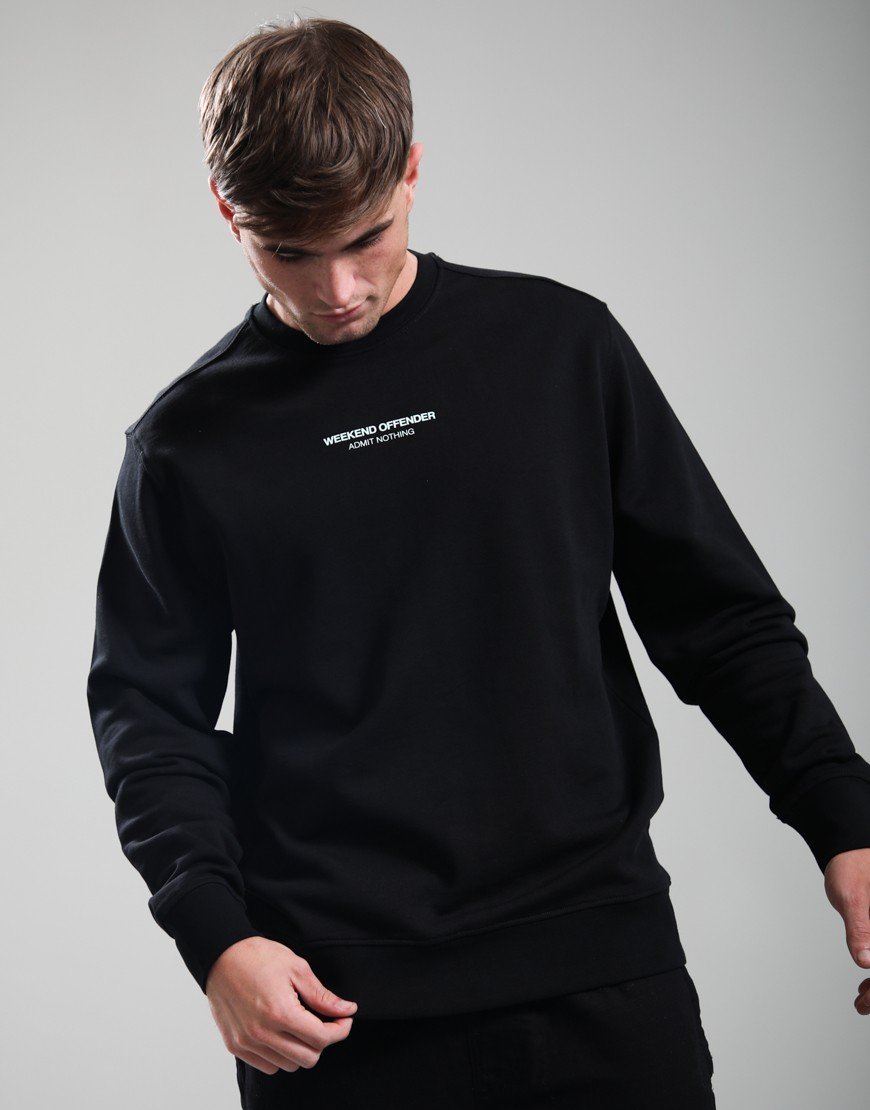 Weekend Offender Raval Crew Sweat Black/Amazonite Green
