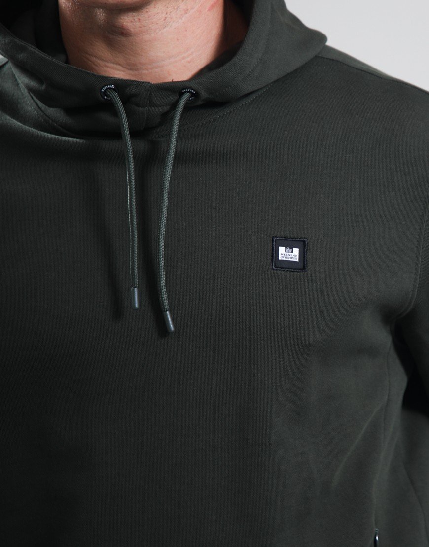 Weekend Offender Ribbe Hoodie Black Forest Green