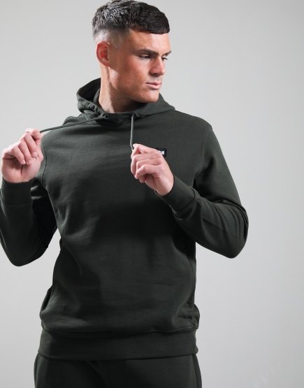 Weekend Offender Ribbe Hoodie Black Forest Green