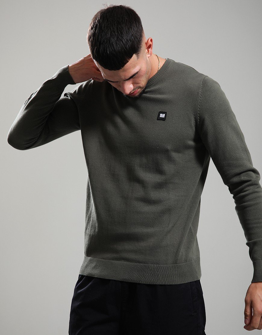 Weekend Offender Silver Crew Knit Dark Green