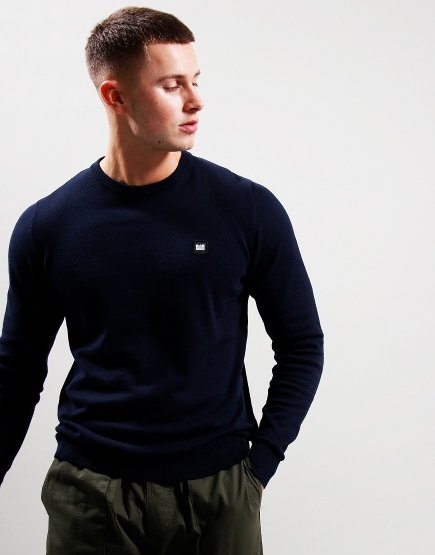 Weekend Offender Silver Crew Knit Navy