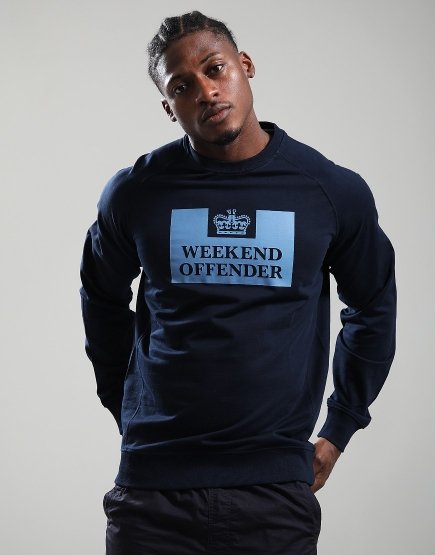 Weekend Offender Skylar Crew Sweat Navy/Thunder Blue