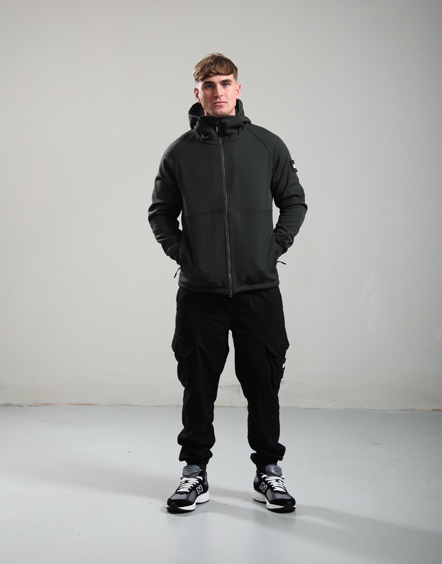 Weekend Offender Stipe Softshell Jacket Black Forest Green