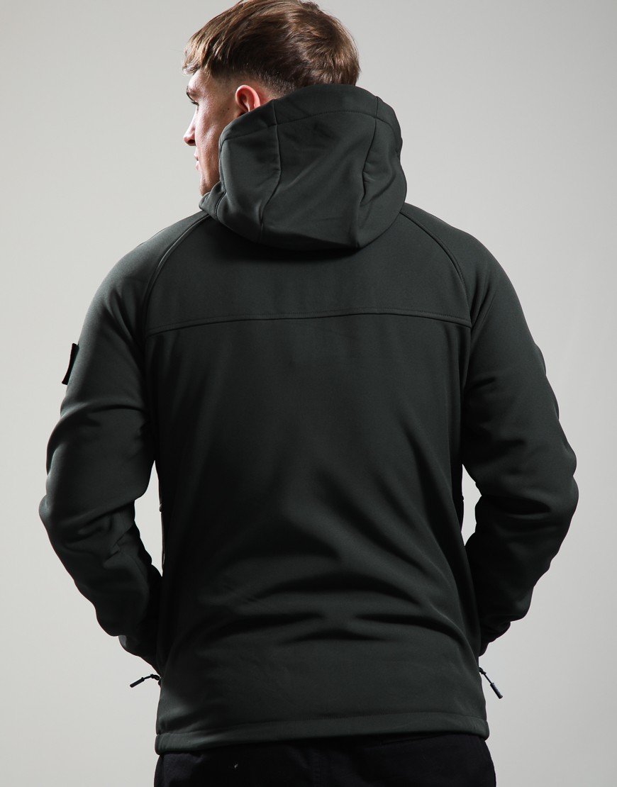 Weekend Offender Stipe Softshell Jacket Black Forest Green
