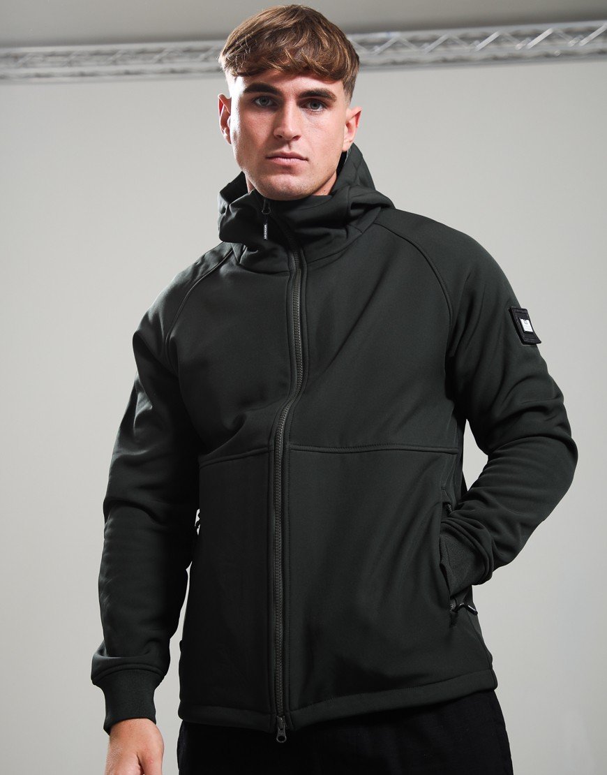Weekend Offender Stipe Softshell Jacket Black Forest Green