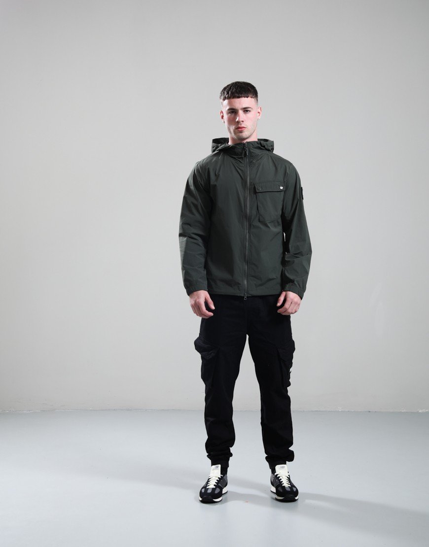 Weekend Offender Temara Technical Windbreaker Jacket Black Forest Green
