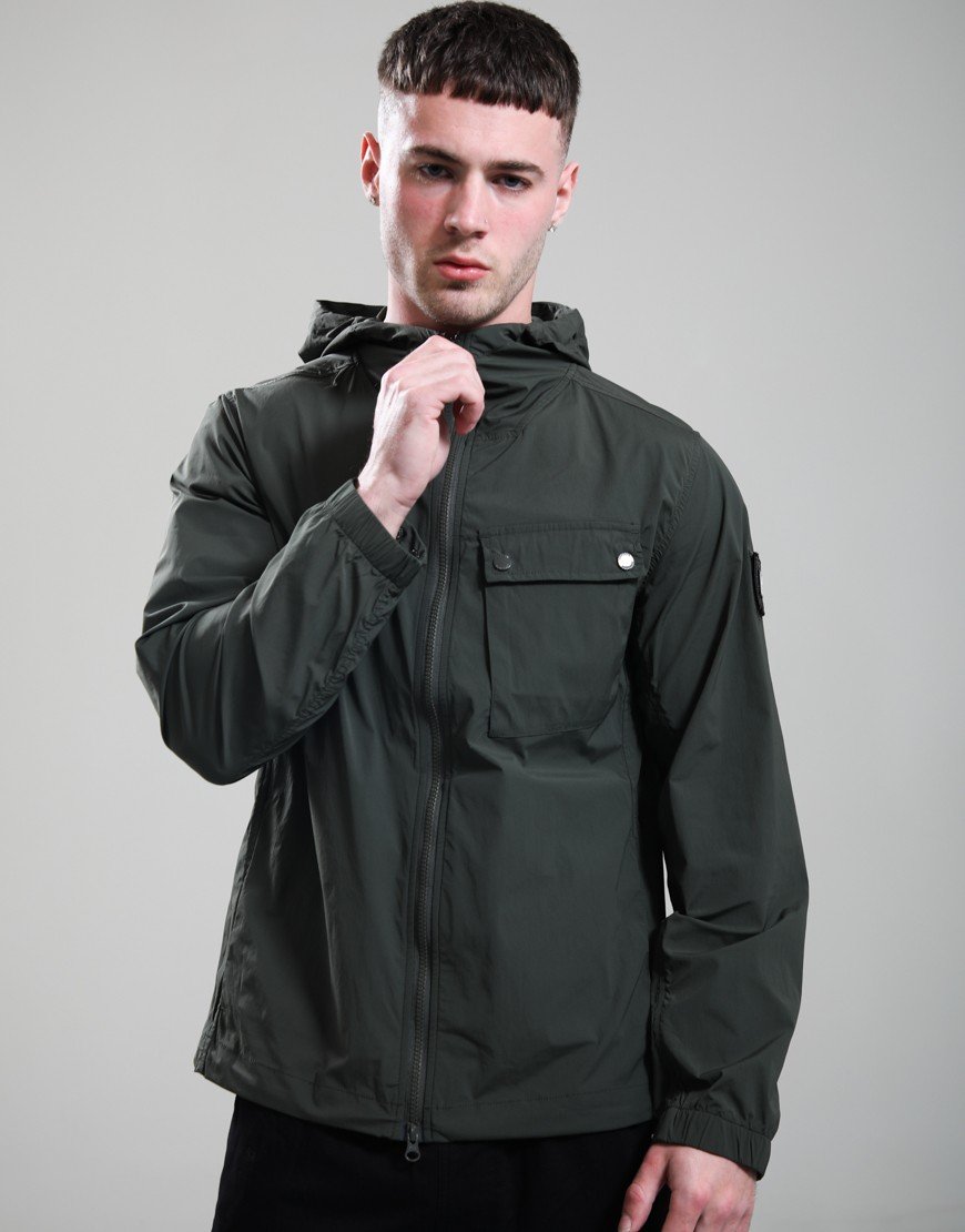 Weekend Offender Temara Technical Windbreaker Jacket Black Forest Green