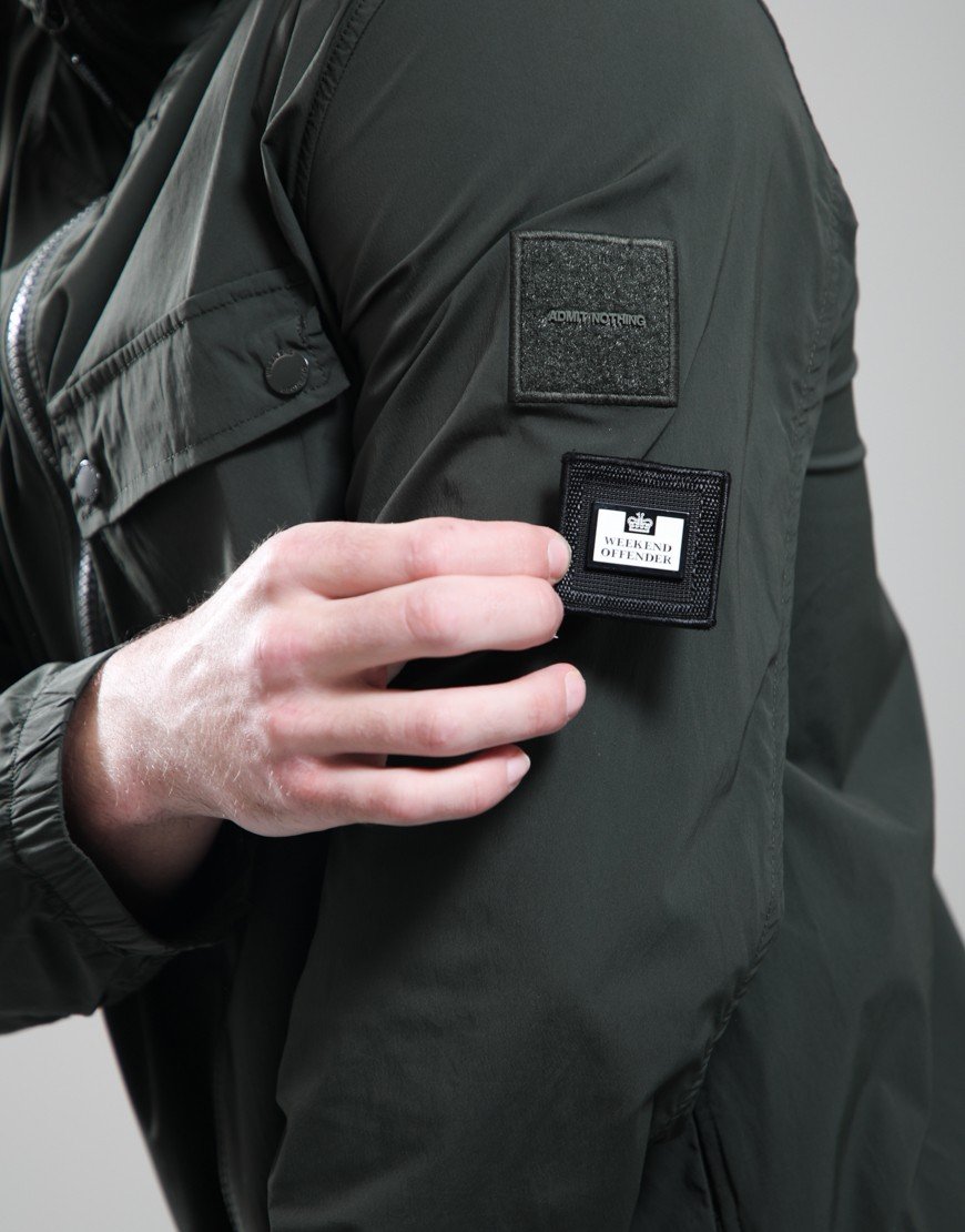 Weekend Offender Temara Technical Windbreaker Jacket Black Forest Green