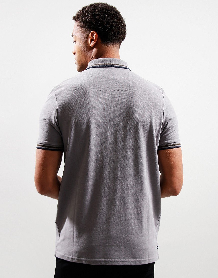 Weekend Offender Vancouver Polo Shirt Mid Grey/Navy/Dark Khaki