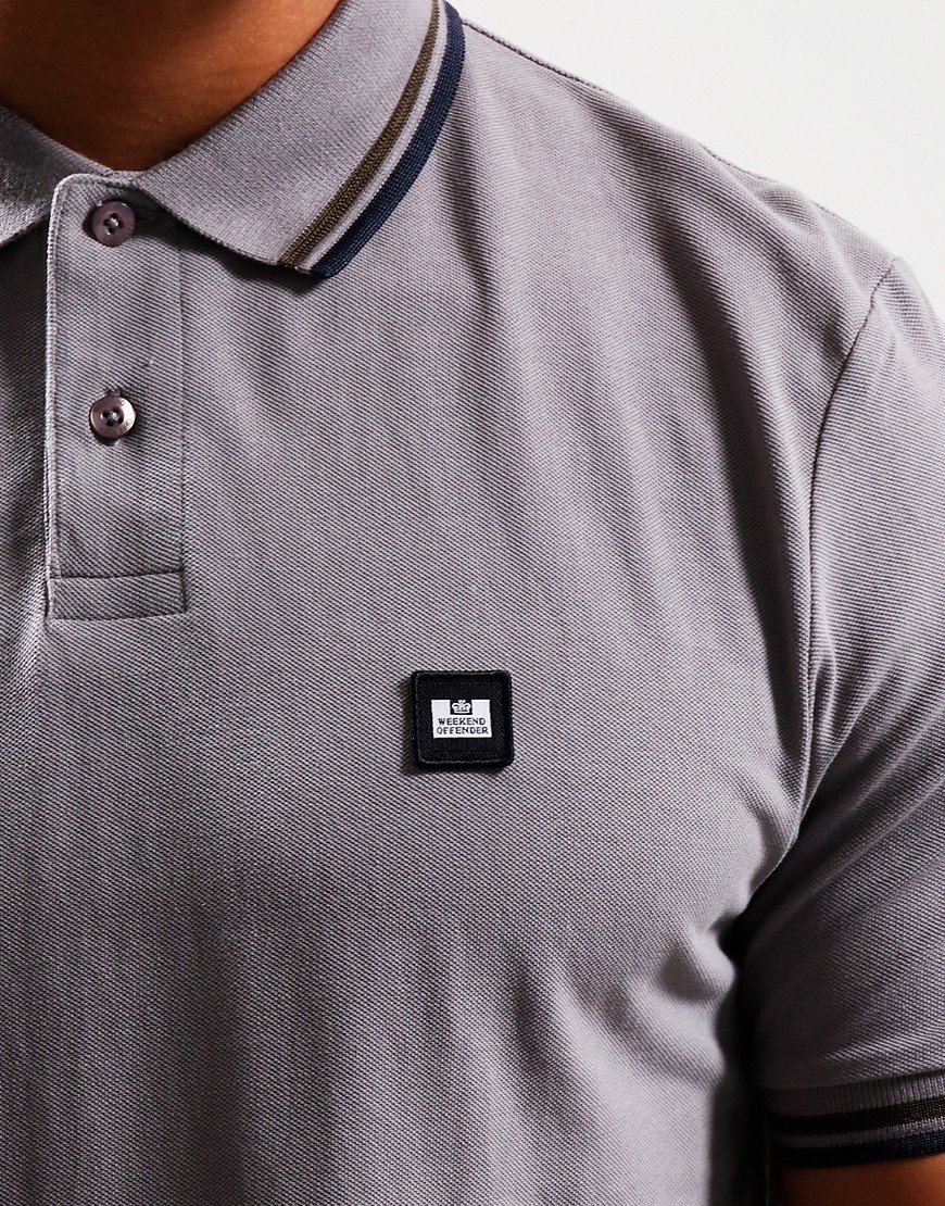 Weekend Offender Vancouver Polo Shirt Mid Grey/Navy/Dark Khaki
