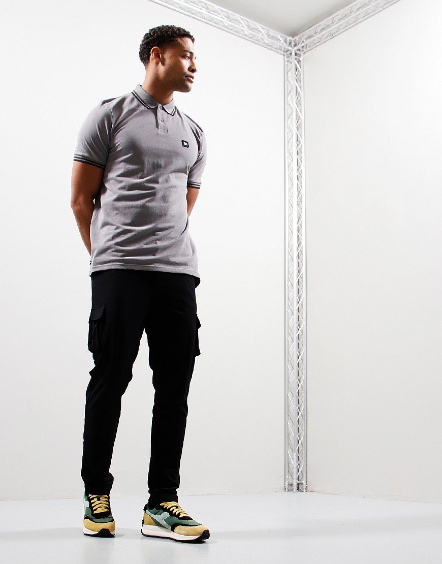 Weekend Offender Vancouver Polo Shirt Mid Grey/Navy/Dark Khaki