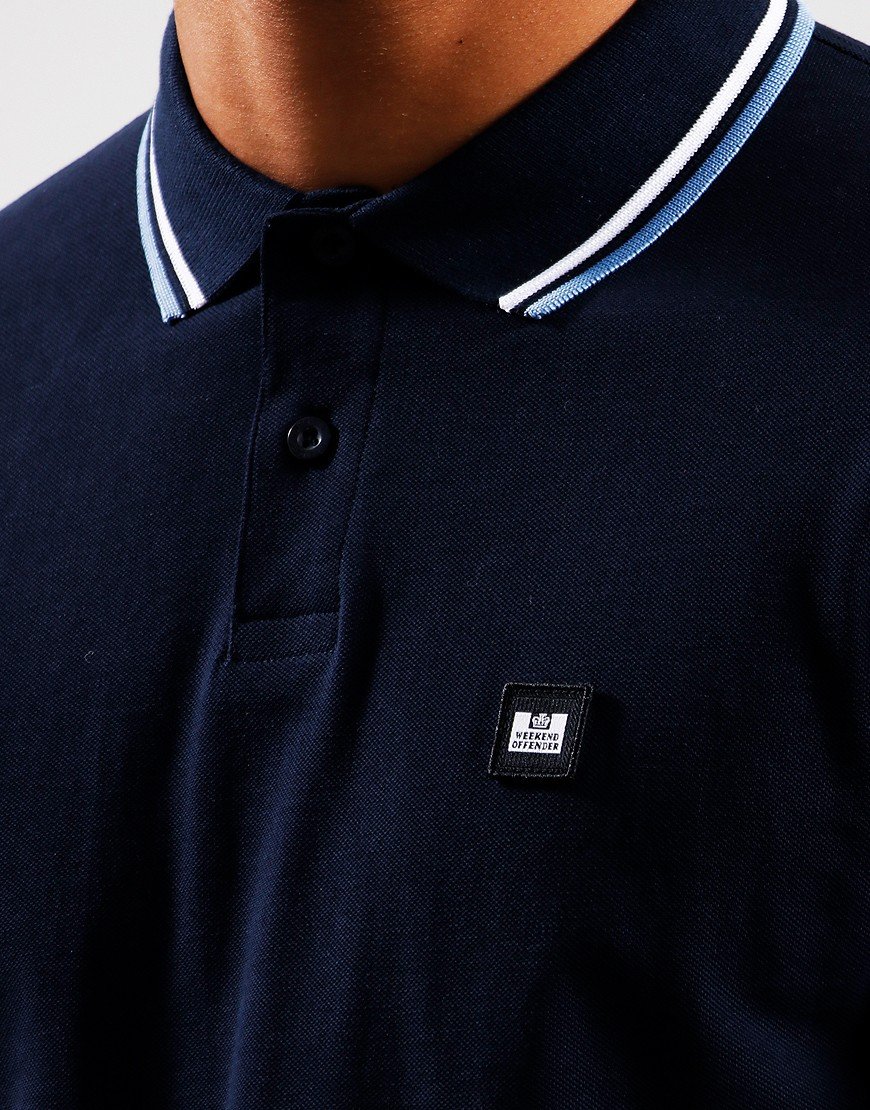 Weekend Offender Vancouver Polo Shirt Navy/Blue Haze/White