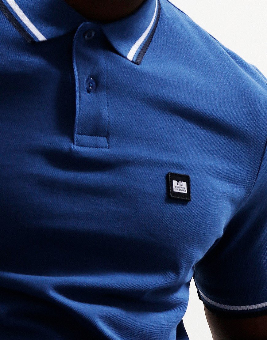 Weekend Offender Vancouver Polo Shirt Yale Blue/Navy/White
